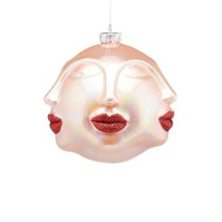 Karácsonyfadísz arc piros száj