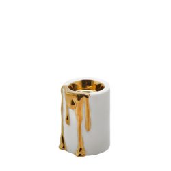 Gyertyatartó arany/bézs porcelán 10cm