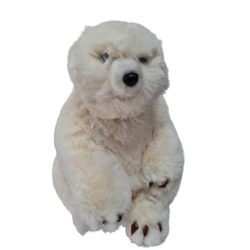 Medve fehér ülő plüss 21x16cm