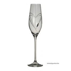 Pezsgős pohár swarovski szív motivum 2db
