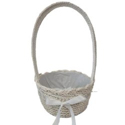 Kaspó horgolt ovális fehér 19x10cm