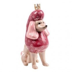 Pudli koronával kerámia 17,5cm rózsaszín