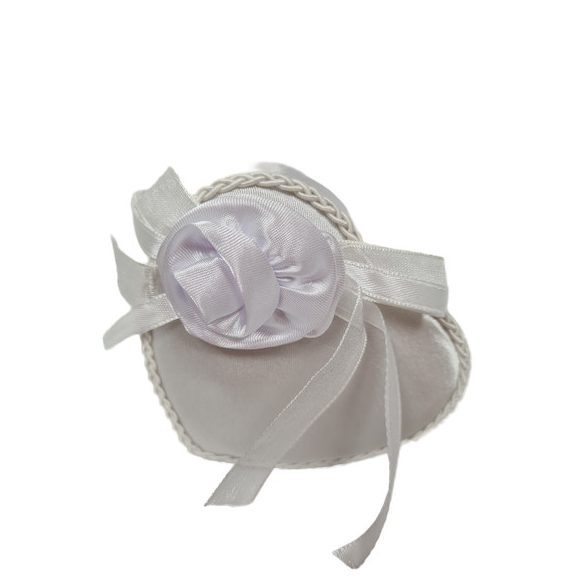 Gyűrűsdoboz szatén szív alakú fehér 8cm