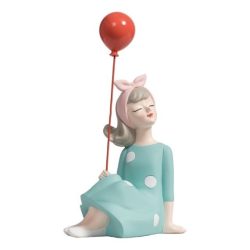 Lány lufival poly 20x9x9cm kék