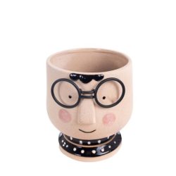 Kaspó fej szemüveges kerámia 12x11x13cm