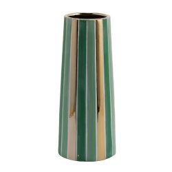 Váza kerámia zöld arany csíkos 37cm