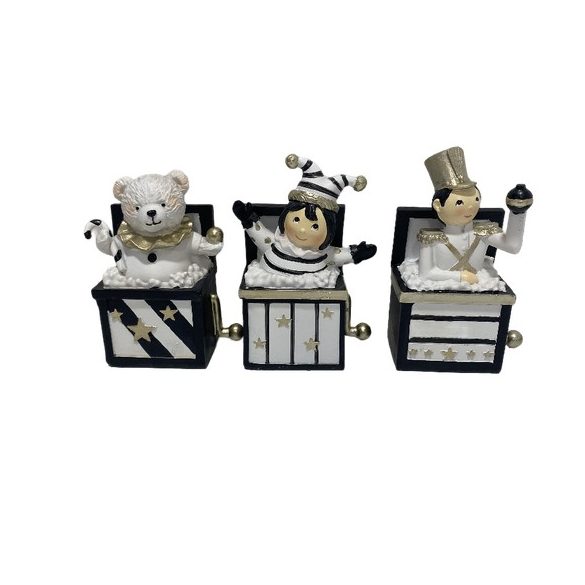 Karácsonyi figura fekete,fehér dobozban