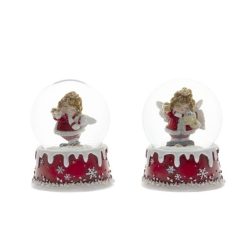 Rázógömb angyal csillag piros 6,5cm