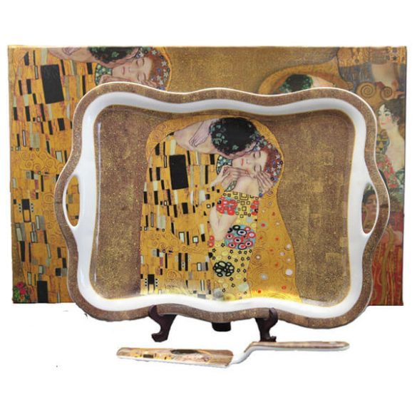 Gusztáv Klimt sütis tál+lapát porcelán