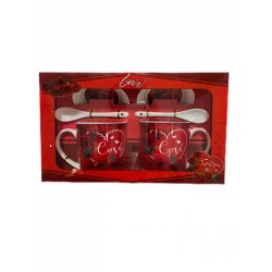 Bögre szett love szív piros rózsás 2db-os