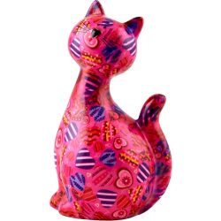 Cica persely rózsaszín kerámia 12cm