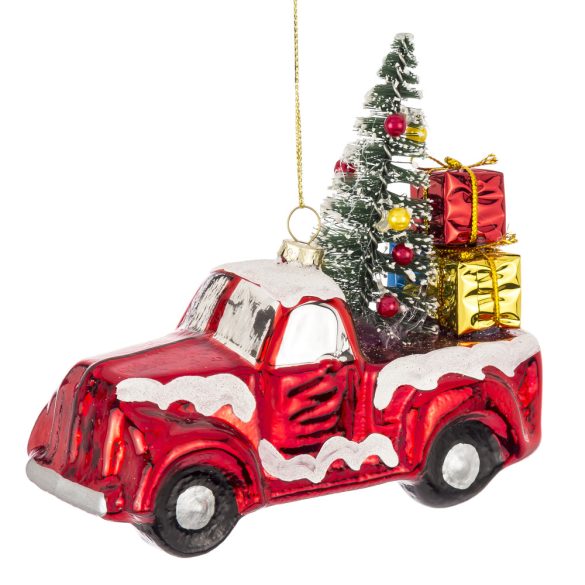 Karácsonyfa dísz piros autó 11cm