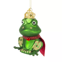 Karácsonyfa dísz béka koronával 10cm
