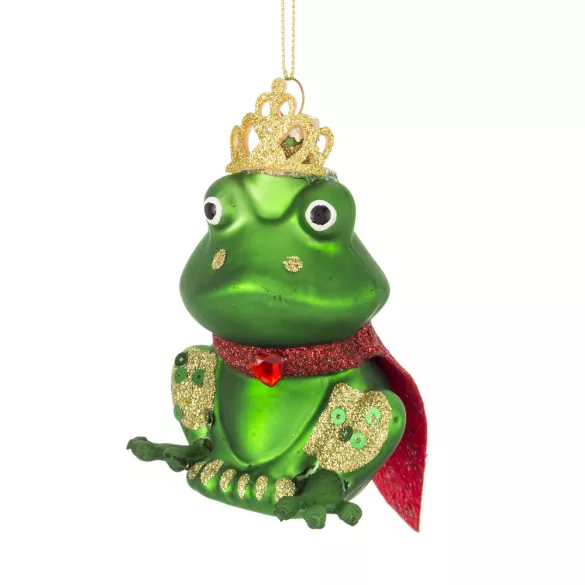 Karácsonyfa dísz béka koronával 10cm