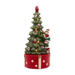 Karácsonyfa ajándékdobozon led 37cm