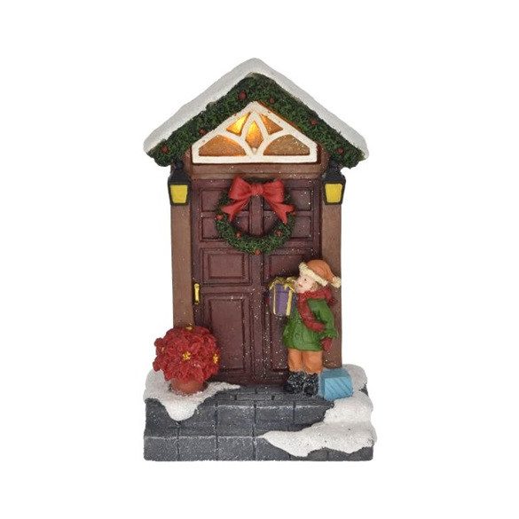 Karácsonyi ajtó gyerekkel led-es 8x6x14c
