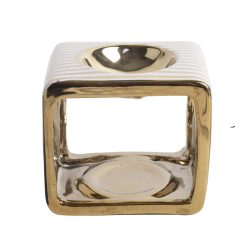 Yala mécsestartó arany,fehér 9cm