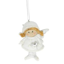 Angyal szívvel akasztós poly 7x5x11cm