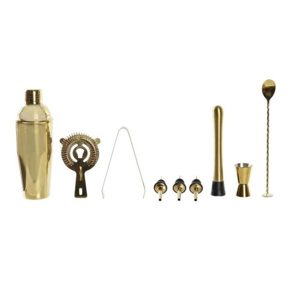 Koktél szett inox, bambusz S/9 9x9x25cm