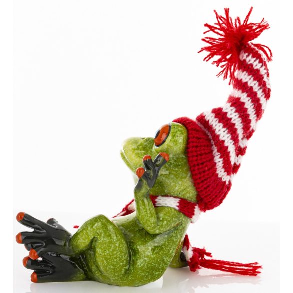 Béka figura ülő sapkkában 12x8x10cm