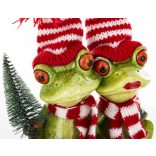 Béka figura fiú lány karácsonyfával 15cm