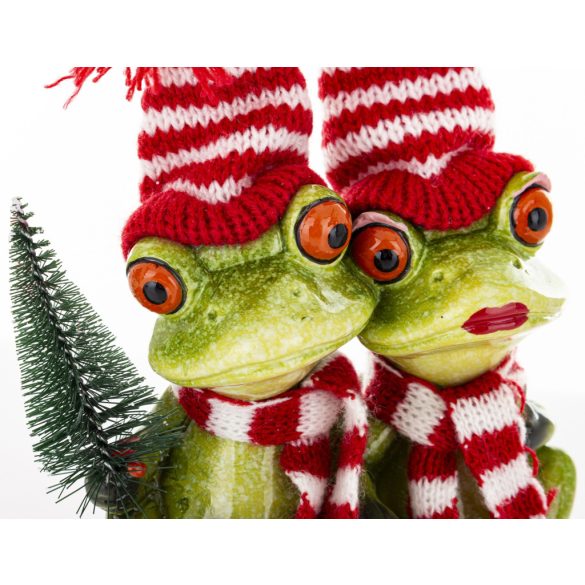 Béka figura fiú lány karácsonyfával 15cm