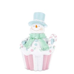 Hóember tortán ülő poly 15x9cm