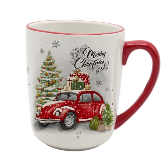 Bögre kerámia piros autós 500ml