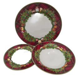 Étkészlet karácsonyi mintás kerámia 18db