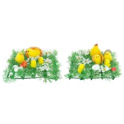 Fű csibével tojással műanyag 15cm/db