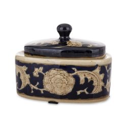 Kerámia doboz fekete bézs 13x10cm