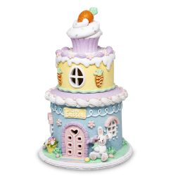 Ház emeletes LED-es nyuszis 28x18cm