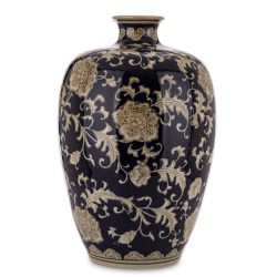 Padlóváza kerámia fekete bézs 46x28cm