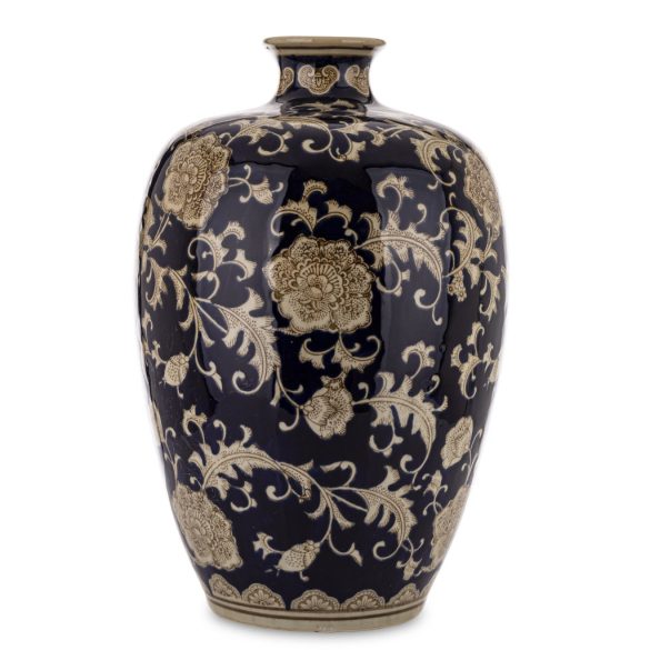 Padlóváza kerámia fekete bézs 46x28cm