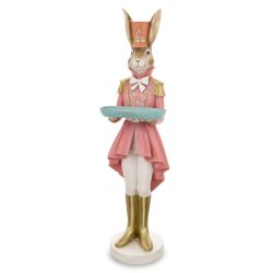 Nyúl figura tálcával pink 125x33cm