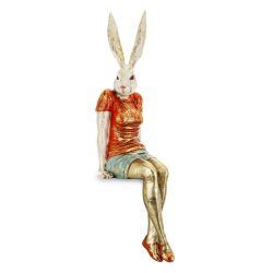 Nyúl figura lány ülő poly 63x18cm