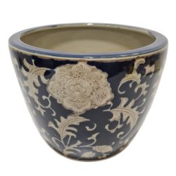 Virágkaspó kerámia kék mintás 18x21cm