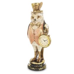 Bagoly figura órával poly 29x12cm