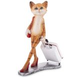 Macska figura bőrönddel poly 21x15cm