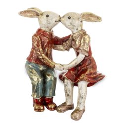 Nyúlpár fiú lány poly 34x28cm