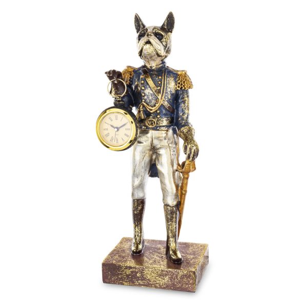Buldog figura órával poly 33cm