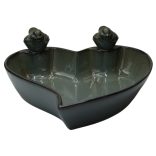 Madáritató szív alakú kerámia zöld 31cm