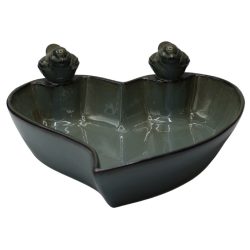 Madáritató szív alakú kerámia zöld 31cm