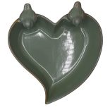 Madáritató szív alakú kerámia zöld 31cm