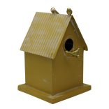 Madáretető házikó fém sárga 18x29cm