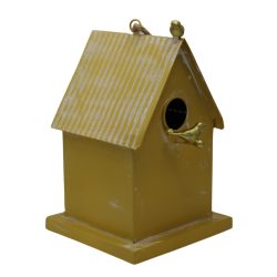 Madáretető házikó fém sárga 18x29cm