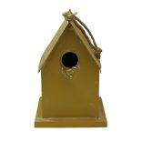 Madáretető házikó fém sárga 18x29cm
