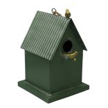 Madáretető házikó fém zöld 18x29cm