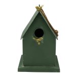Madáretető házikó fém zöld 18x29cm
