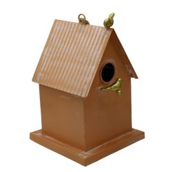 Madáretető házikó fém narancssárga 18x29cm